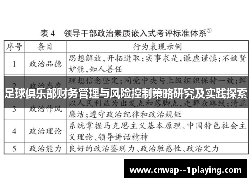 足球俱乐部财务管理与风险控制策略研究及实践探索